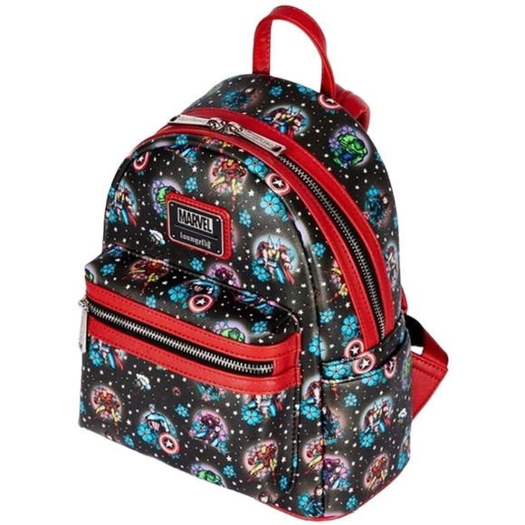 Loungefly Marvel Avengers Floral Tattoo Mini Backpack - Picture 3 of 13
